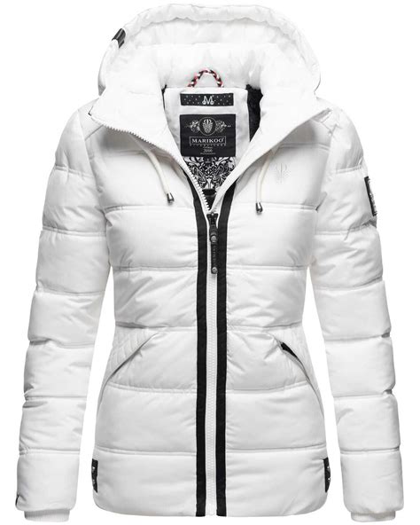 Weiss Steppjacke mit Kapuze aus Light Polyester 